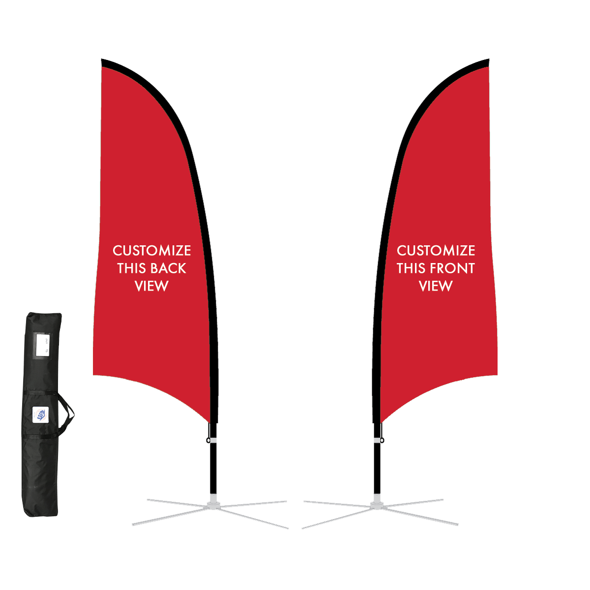 11' Blade Sport Flag Kit, Dbl Side, Red,