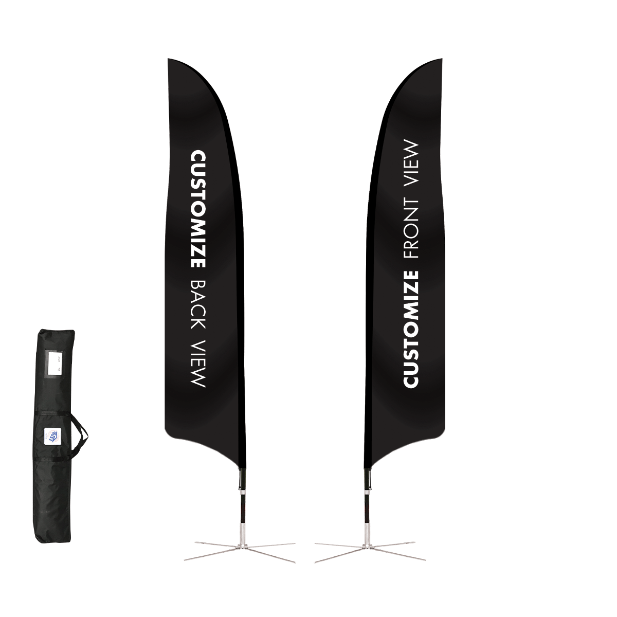 16' Blade Sport Flag Kit, Dbl Side, Black,